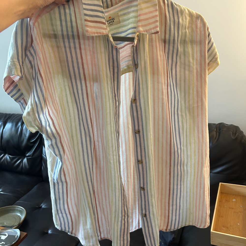 Marine layer rainbow striped button down